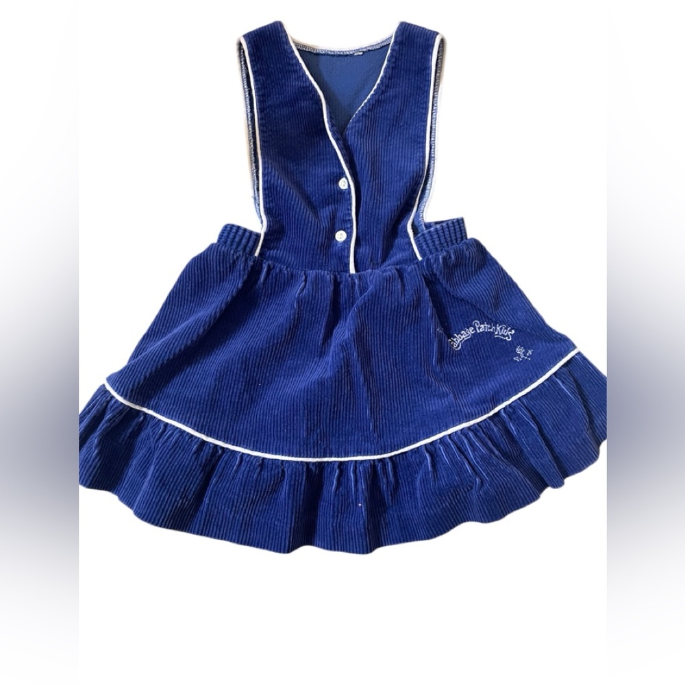 Vintage Cabbage Patch Kids Corduroy Dress 18M Blue Pinafore Ruffle Hem